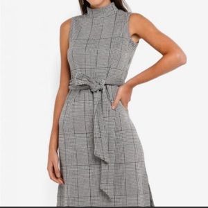 NWOT Banana Republic Houndstooth Plaid Sleeveless Dress, Sz 12